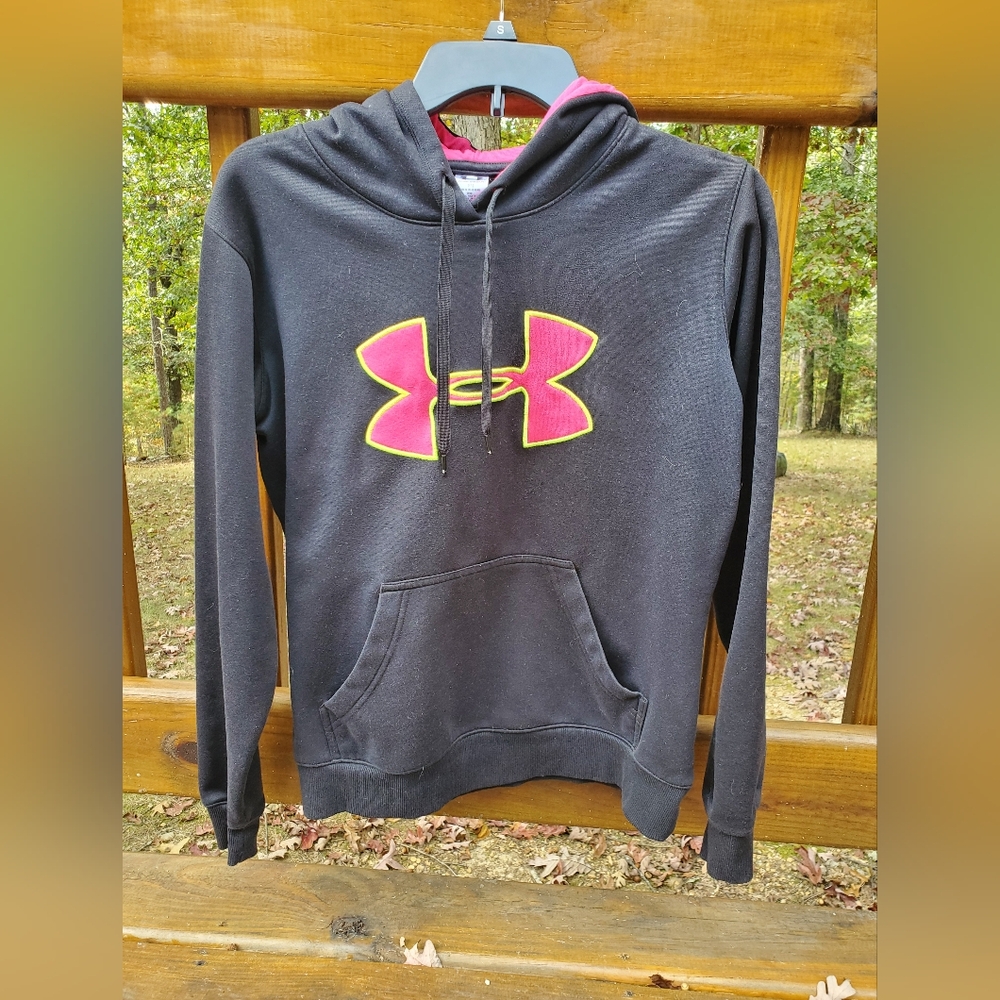 Under Armour Black Hoodie with Pink Logo